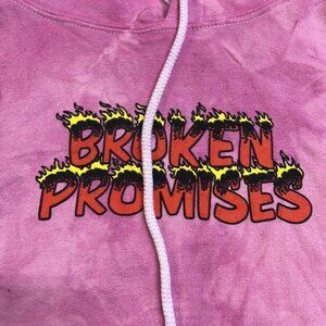 Hot Stuff x Broken Promises Pink Women Tie-Dye Pullover Hoodie Sz M